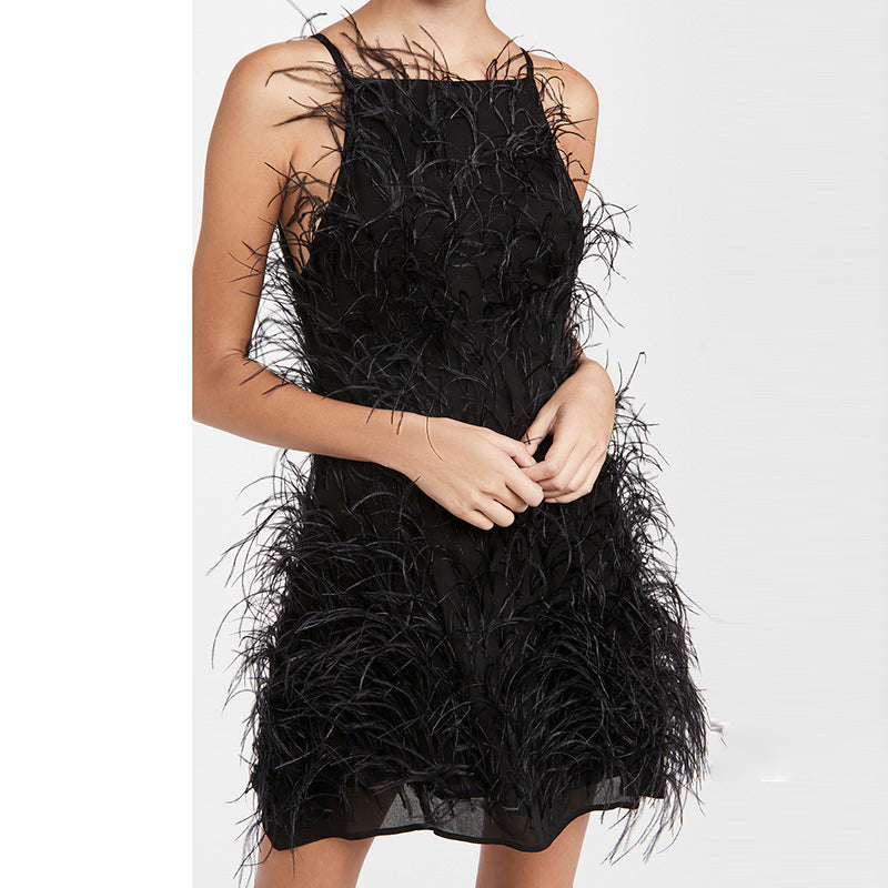 Fairy Relaxed Feather Cocktail Party Mini Gown RM089