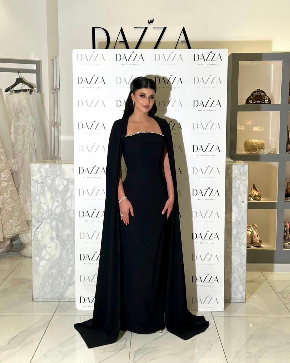 Elegant Blue Mermaid Evening Dress with Cape Sleeves SF486