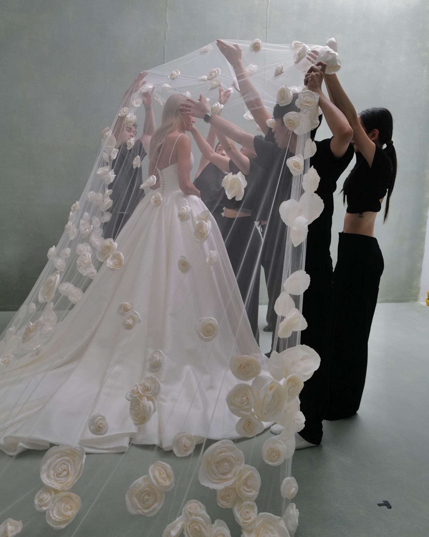 Luxury 3D Floral Appliqué Ball Gown Wedding Dress SW079