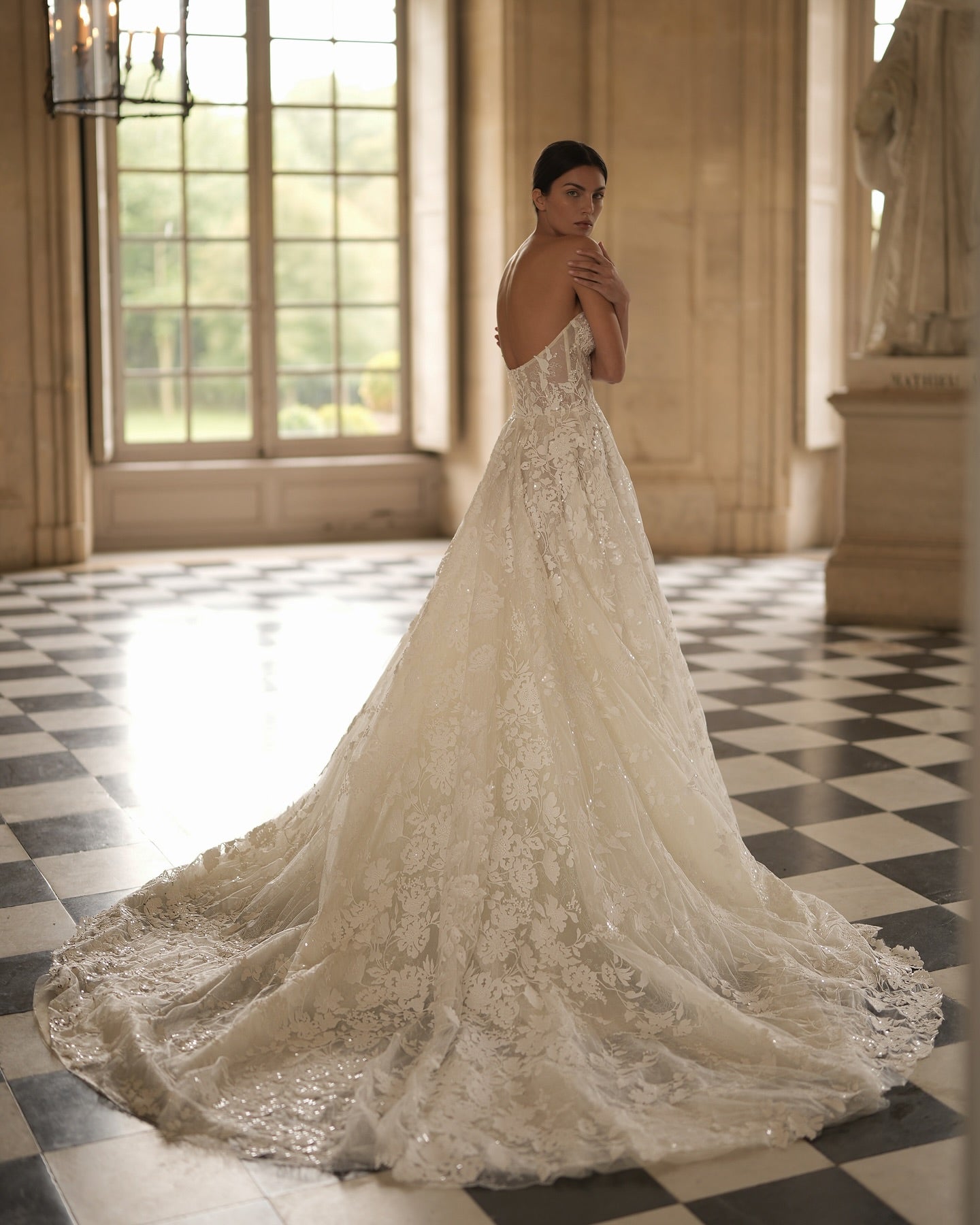 Elegant Strapless Lace Ball Gown Wedding Dress SW081