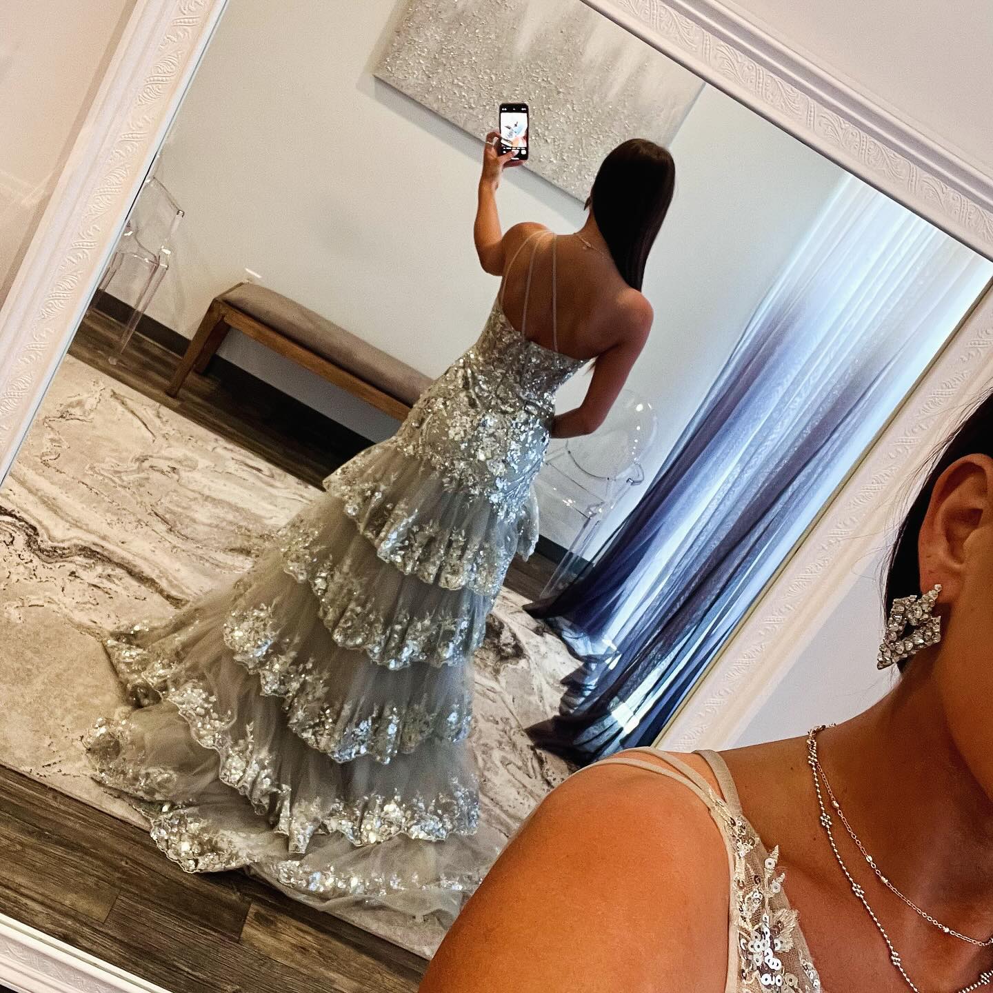 Elegant One Shoulder Silver Prom Dresses with Slit Embroidery Lilac Women Graduation Party Gowns