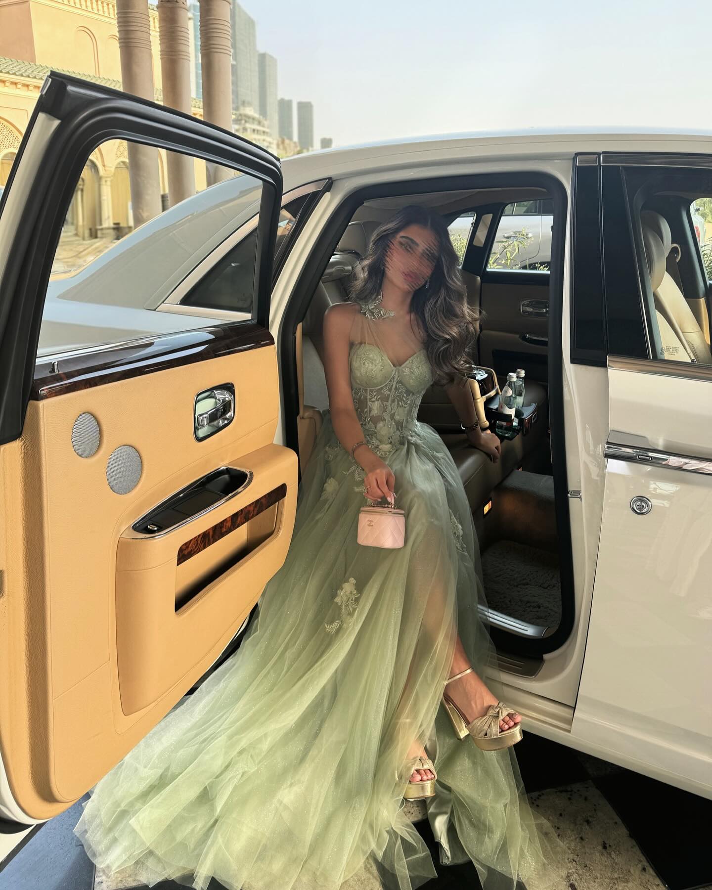 Elegant Lilac Tulle Evening Gown with Floral One Shoulder Sweetheart Sage Green Party Prom Dresses