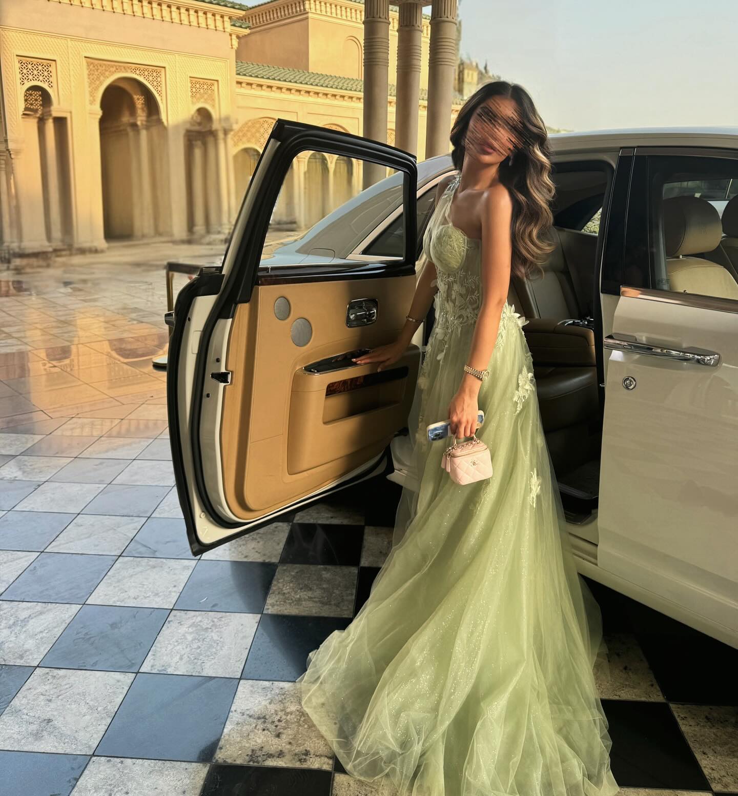 Elegant Lilac Tulle Evening Gown with Floral One Shoulder Sweetheart Sage Green Party Prom Dresses