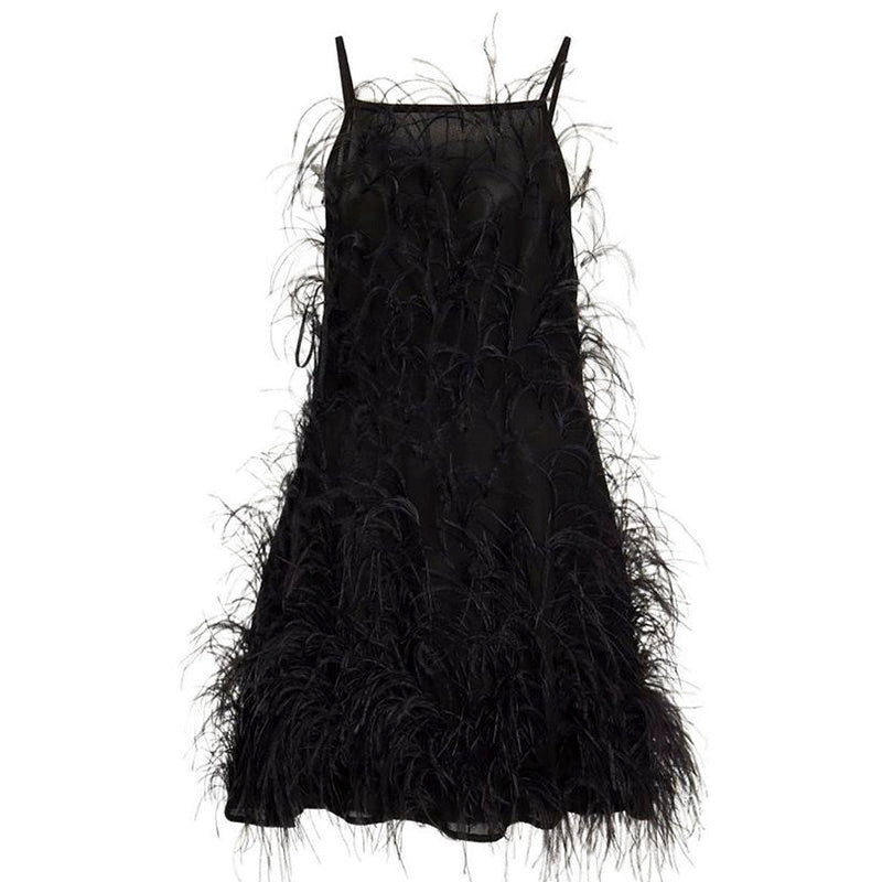 Fairy Relaxed Feather Cocktail Party Mini Gown RM089