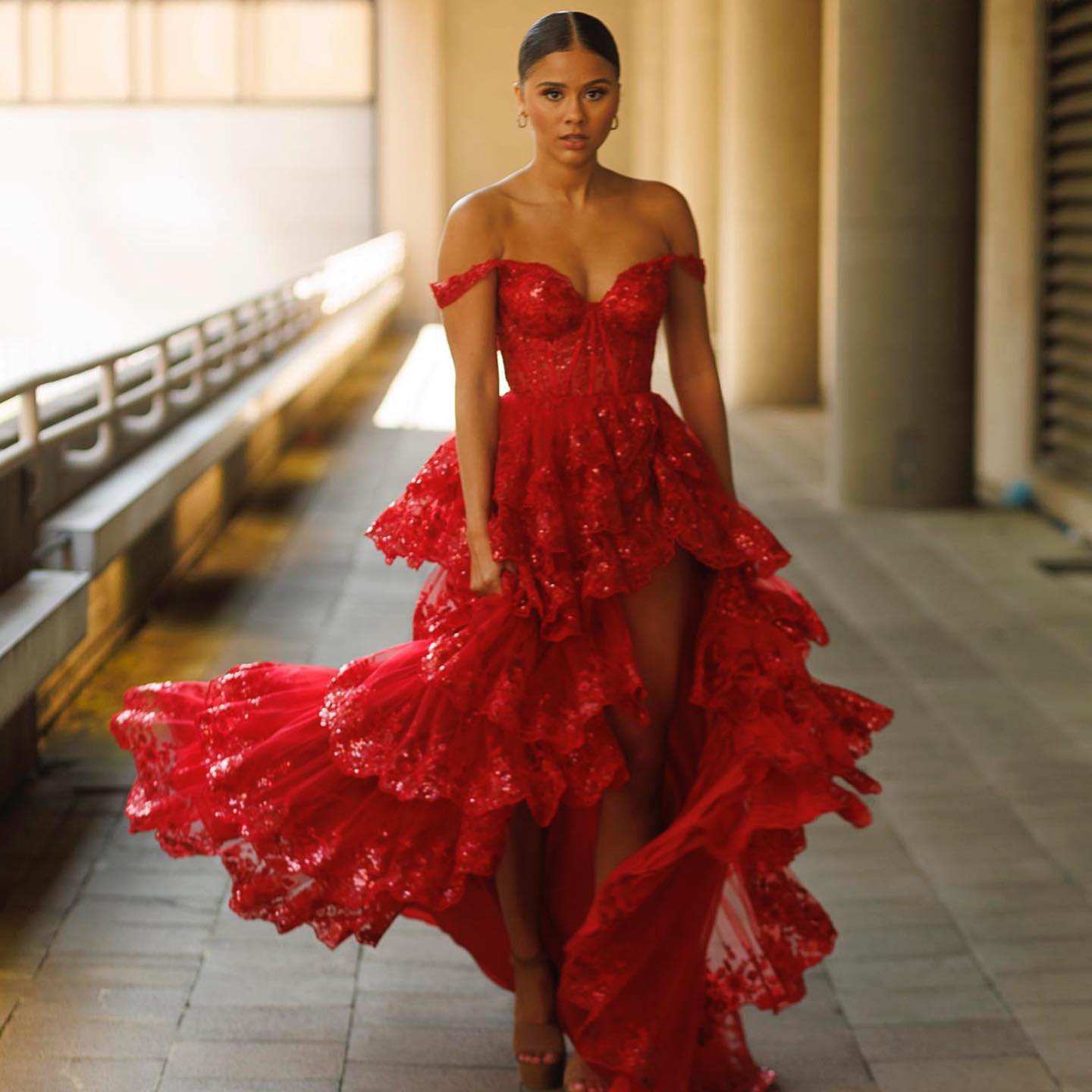 Black Off Shoulder Prom Dresses with Embroidery High Side Slit for Women Graduation Party Gowns