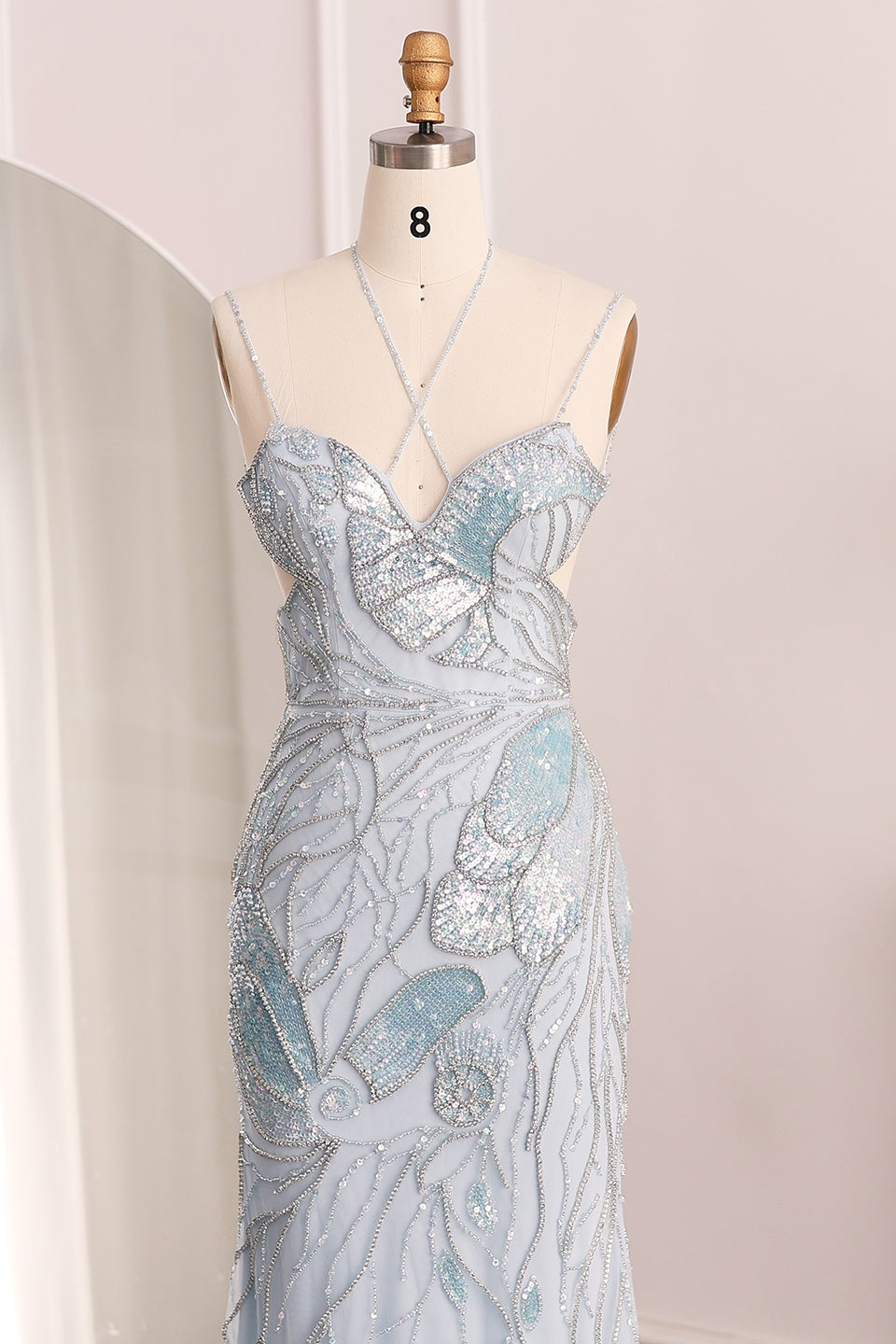 Modest 3D Floral Beaded Sweetheart Mermaid Evening Dress SS478