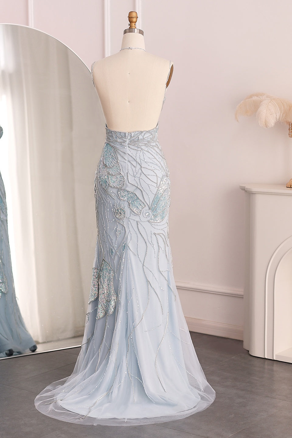Modest 3D Floral Beaded Sweetheart Mermaid Evening Dress SS478