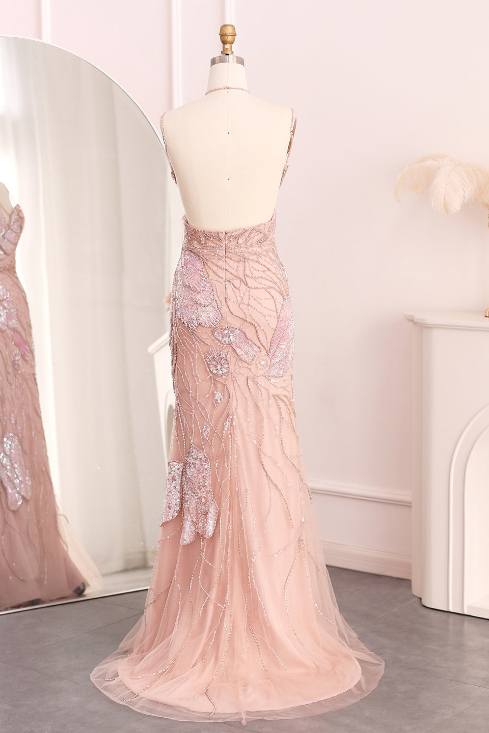 Modest 3D Floral Beaded Sweetheart Mermaid Evening Dress SS478