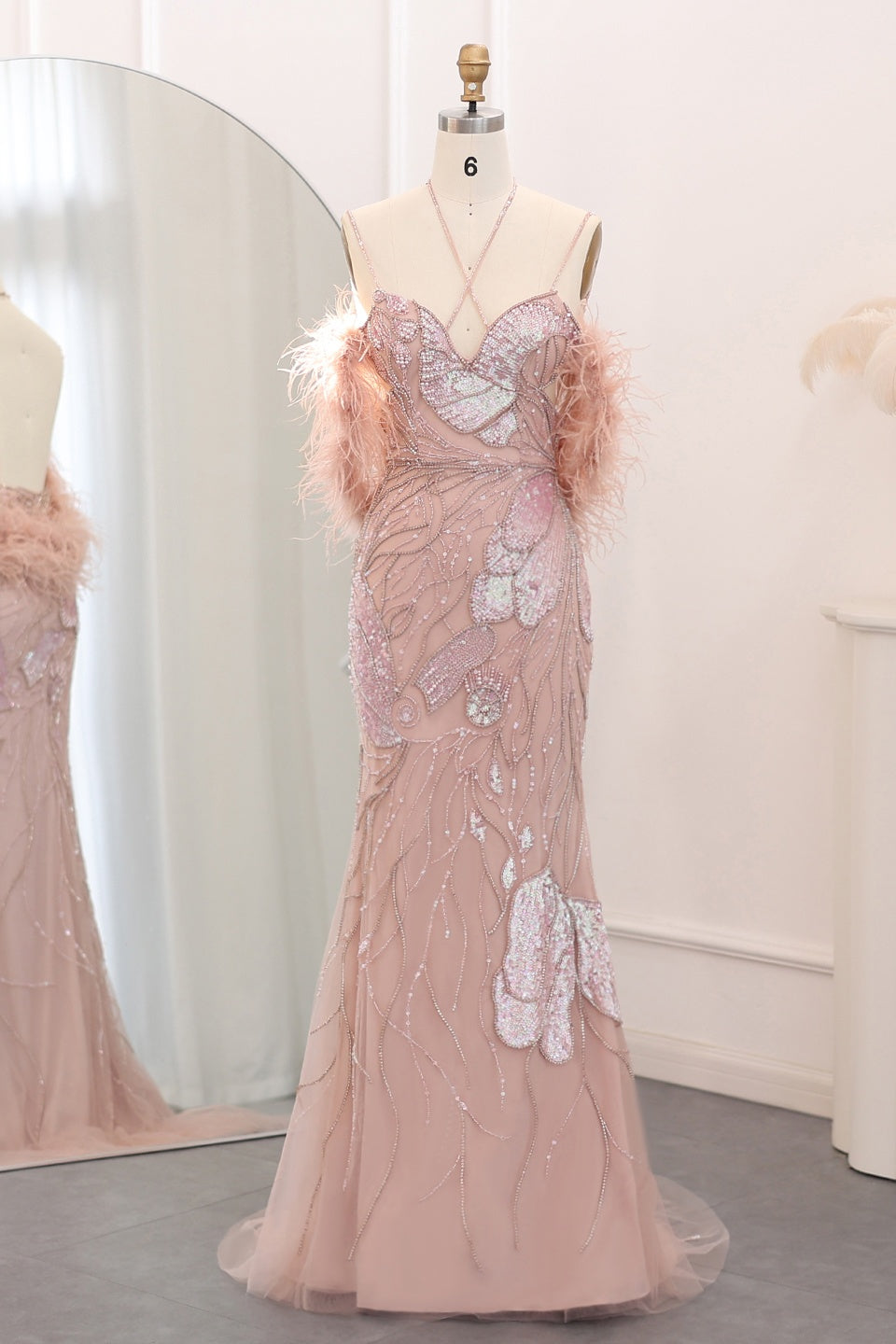 Modest 3D Floral Beaded Sweetheart Mermaid Evening Dress SS478