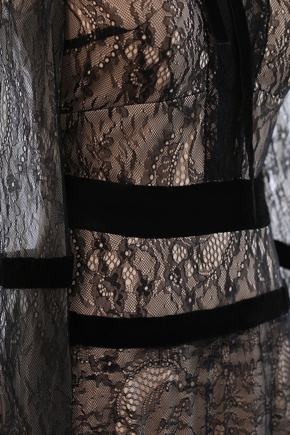 Elegant Black Lace Long Sleeves A-line Evening Dress SF023 Sheer Fairy