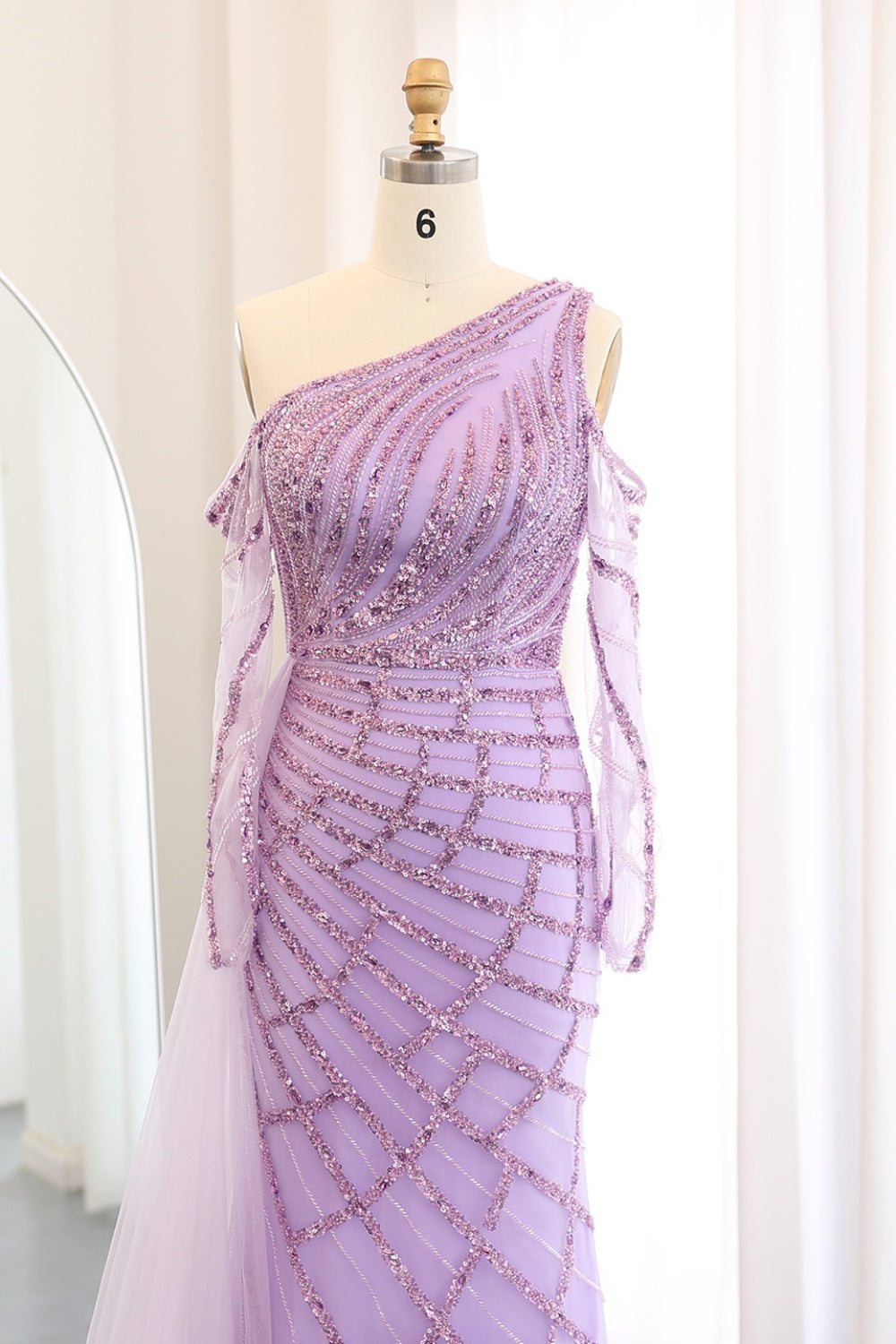 Emerald Green One Shoulder Evening Dress with Overskirt SS197 Sheer Fairy