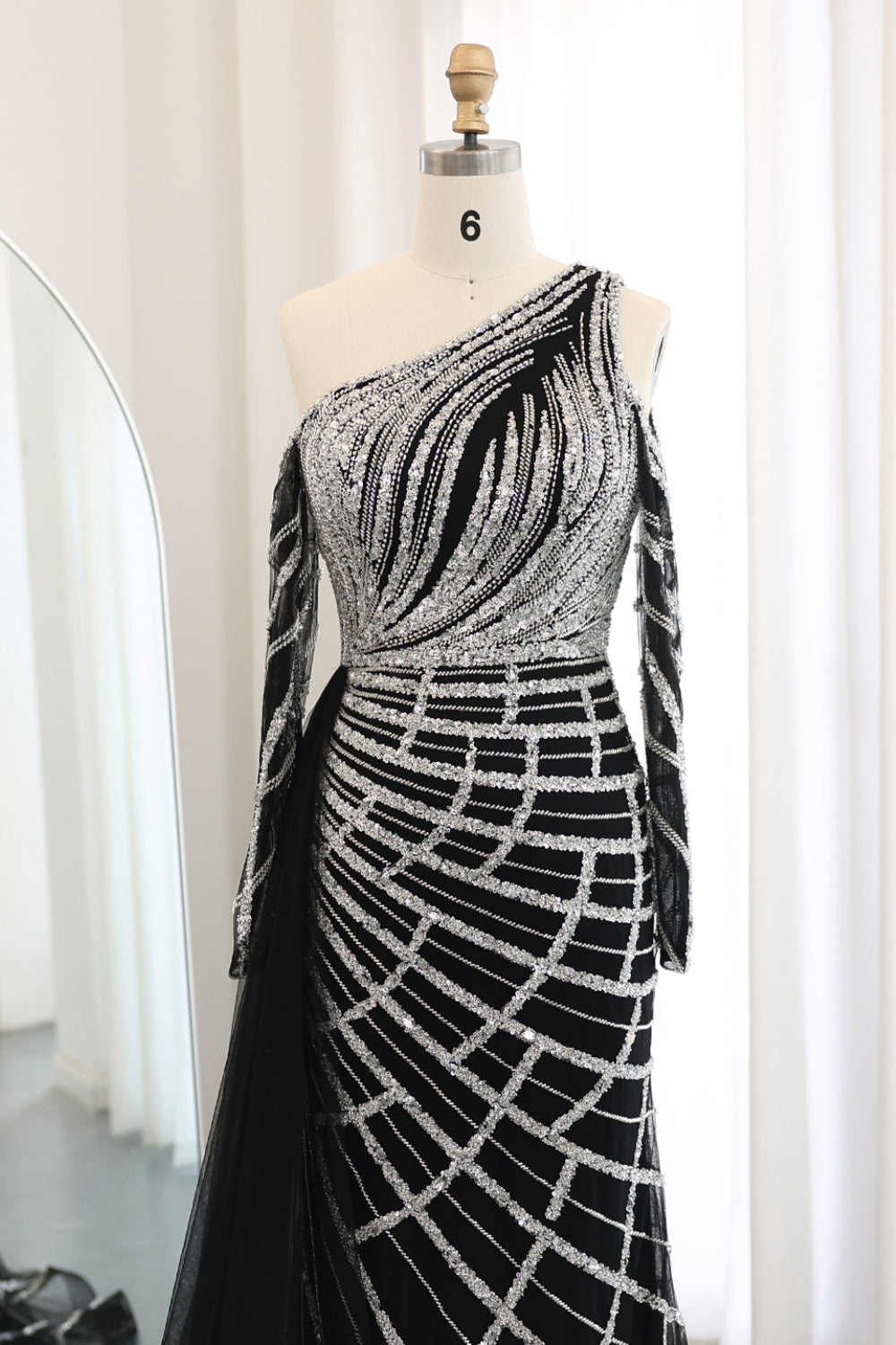 Emerald Green One Shoulder Evening Dress with Overskirt SS197 Sheer Fairy