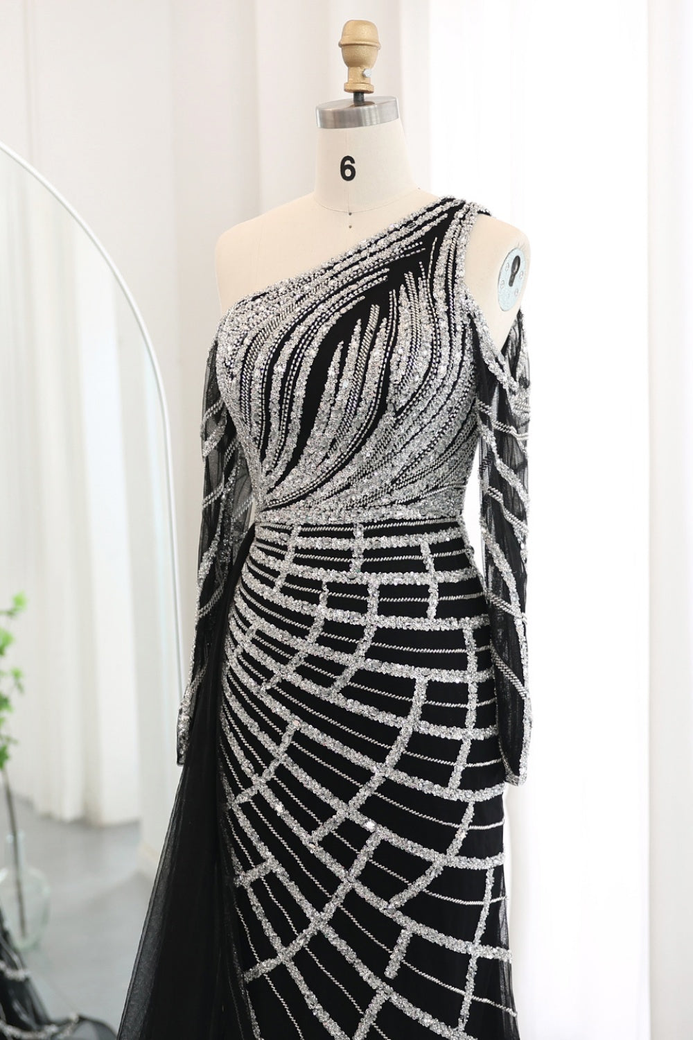 Emerald Green One Shoulder Evening Dress with Overskirt SS197 Sheer Fairy