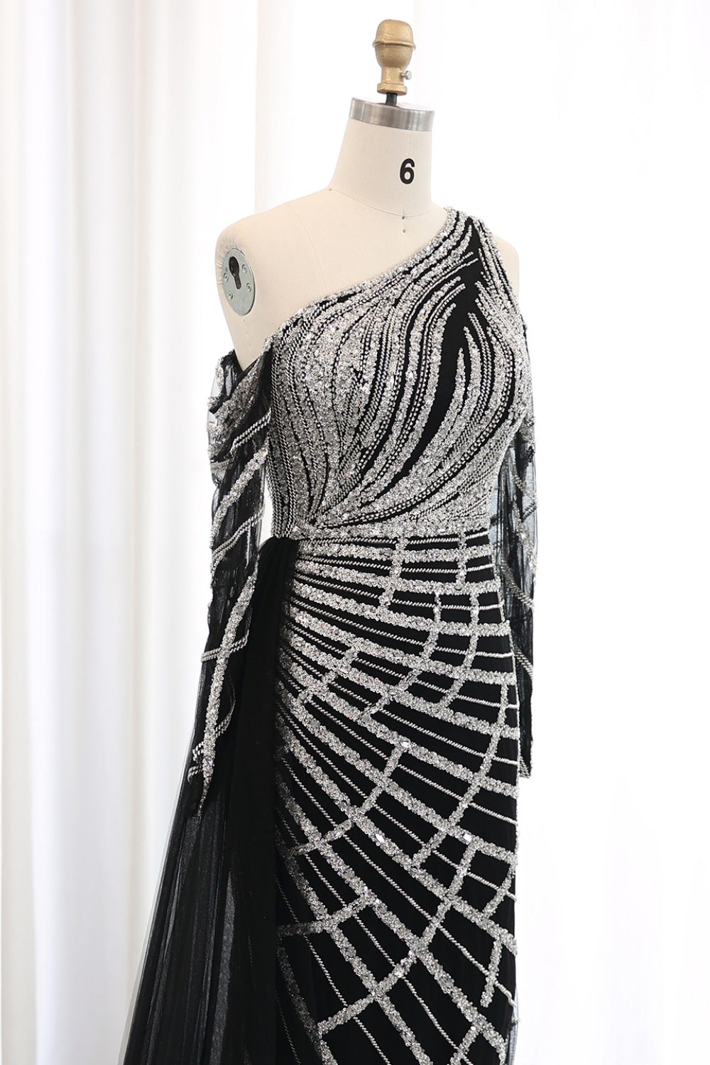 Emerald Green One Shoulder Evening Dress with Overskirt SS197 Sheer Fairy