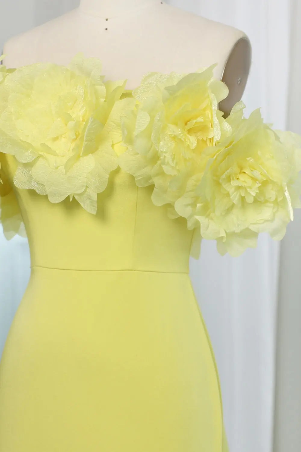 Elegant 3D Flowers Light Yellow Evening Dress with Overskirt SF013 Sheer Fairy
