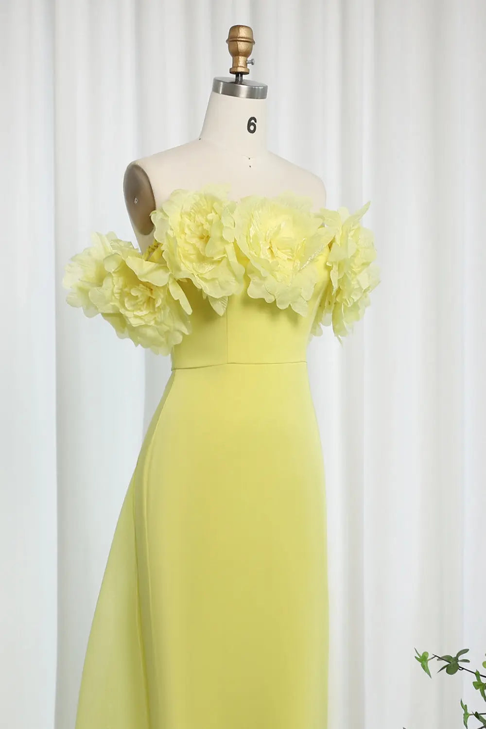 Elegant 3D Flowers Light Yellow Evening Dress with Overskirt SF013 Sheer Fairy