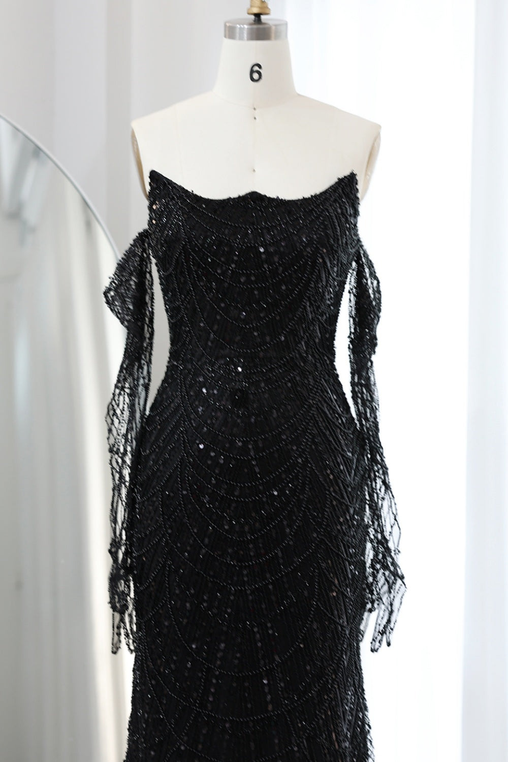 Luxury Beaded Green Mermaid Evening Dress with Gloves SS606 Sheer Fairy