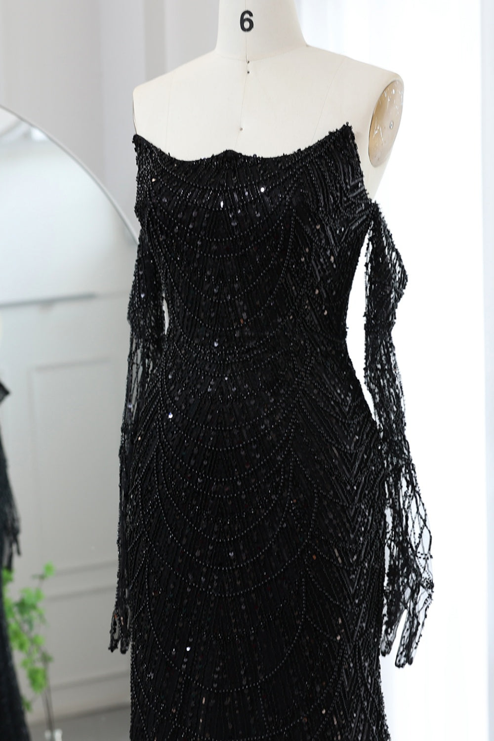 Luxury Beaded Green Mermaid Evening Dress with Gloves SS606 Sheer Fairy