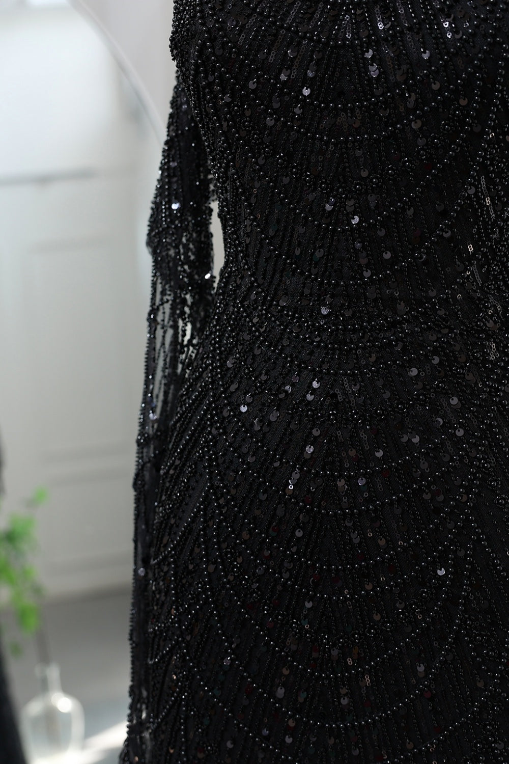 Luxury Beaded Green Mermaid Evening Dress with Gloves SS606 Sheer Fairy
