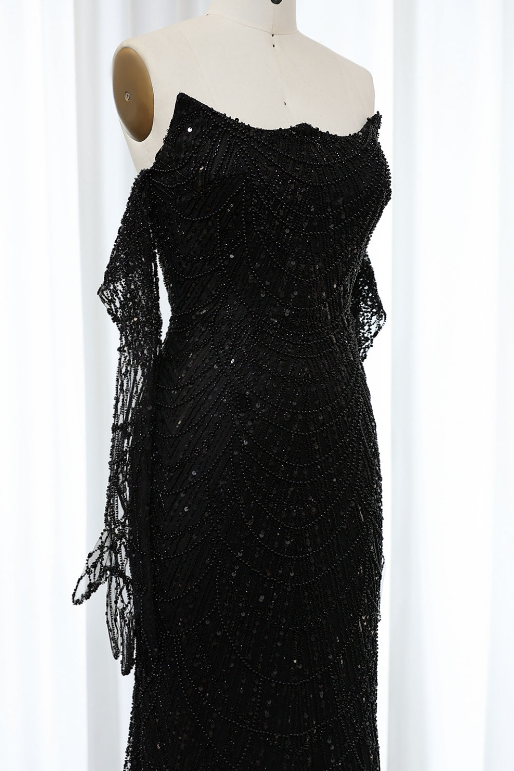 Luxury Beaded Green Mermaid Evening Dress with Gloves SS606 Sheer Fairy