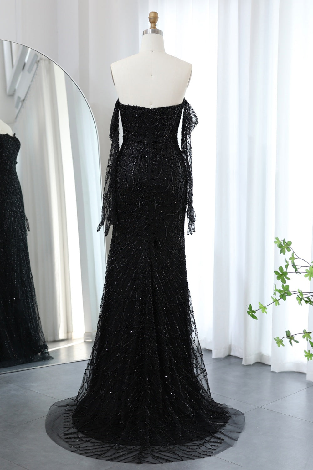 Luxury Beaded Green Mermaid Evening Dress with Gloves SS606 Sheer Fairy