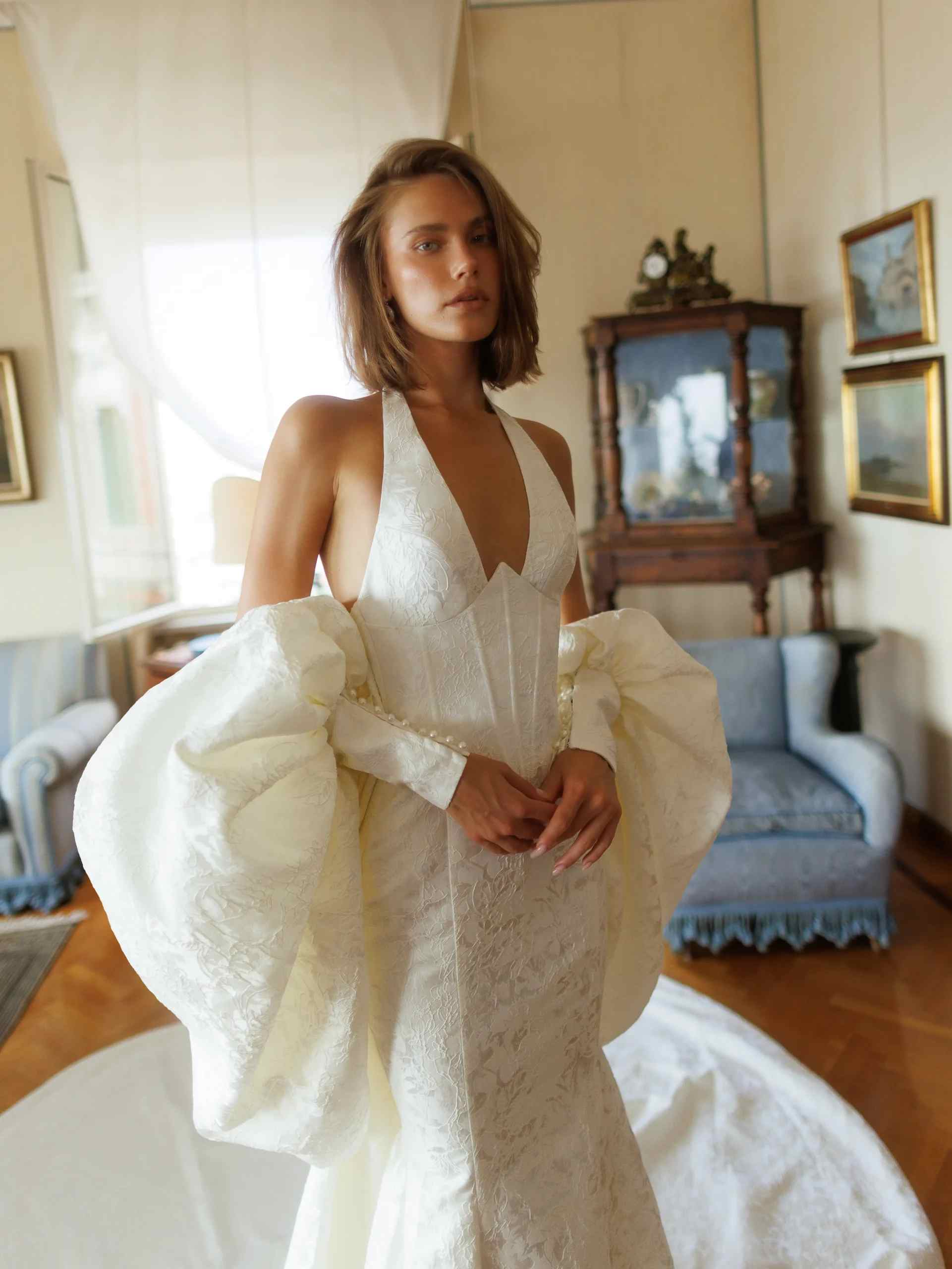 Strapless Beaded Mini Beach Wedding Dress SW188 Sheer Fairy