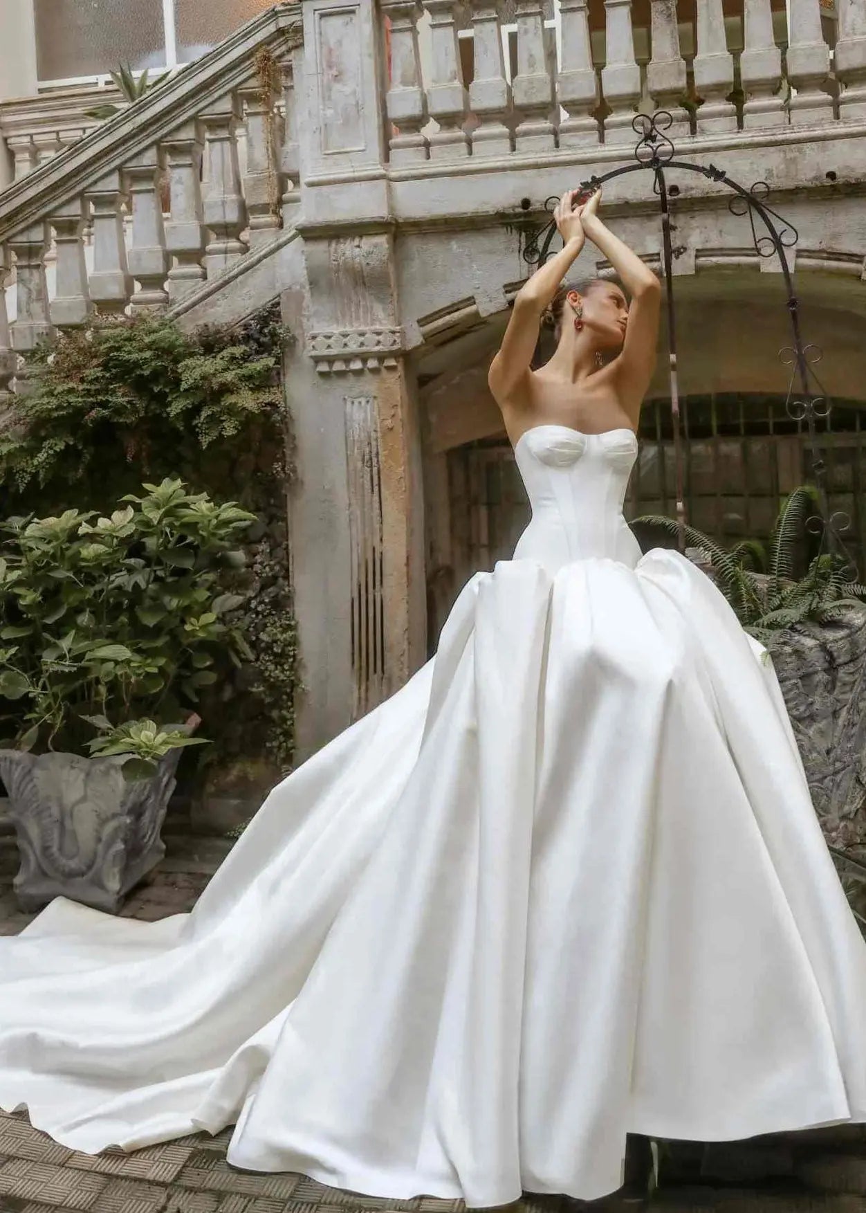 Satin Ball Gown Wedding Dress with Corset Bodice SW191 Sheer Fairy