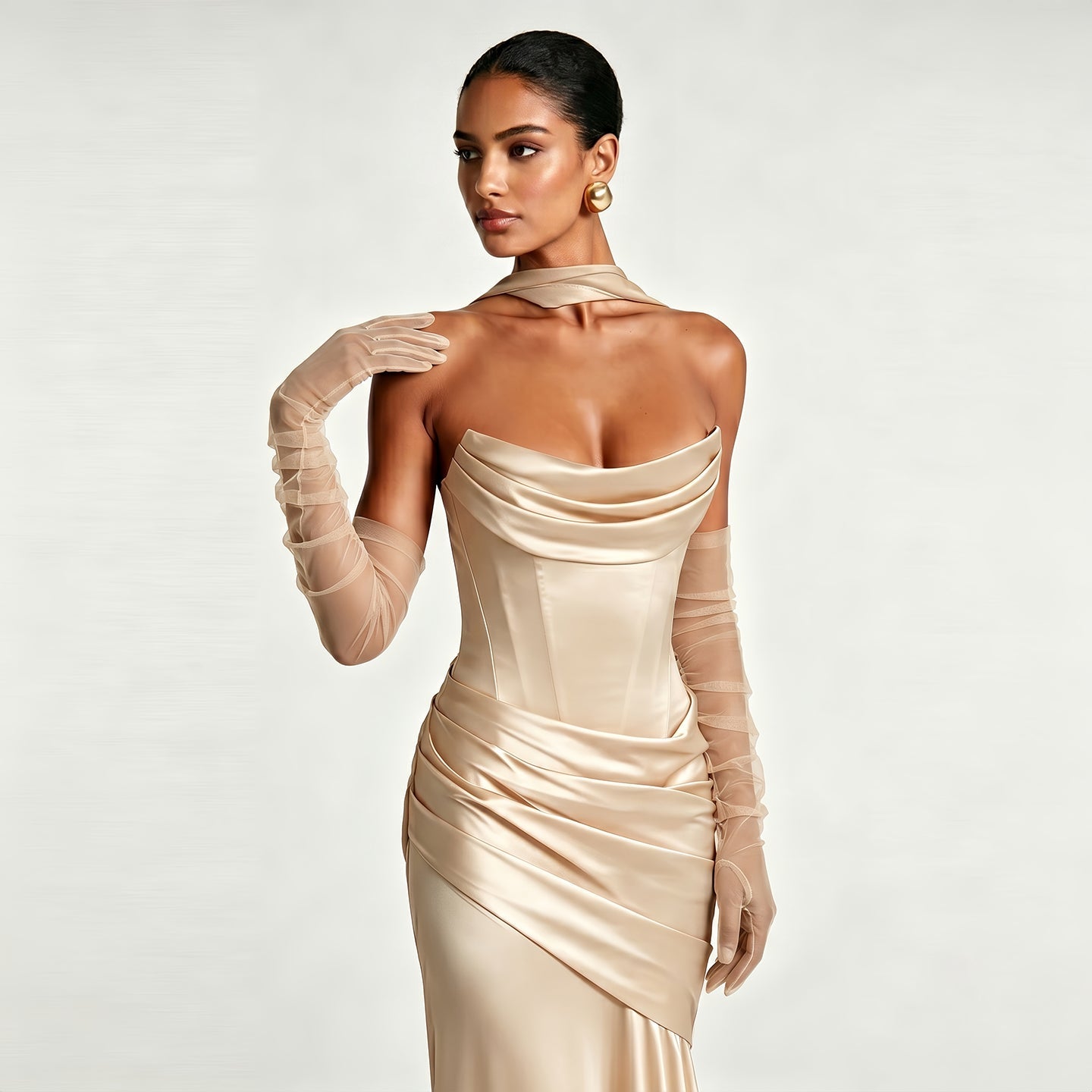 Sheer Tulle Long Gloves For Wedding Prom Bridal GL001 SHEER FAIRY