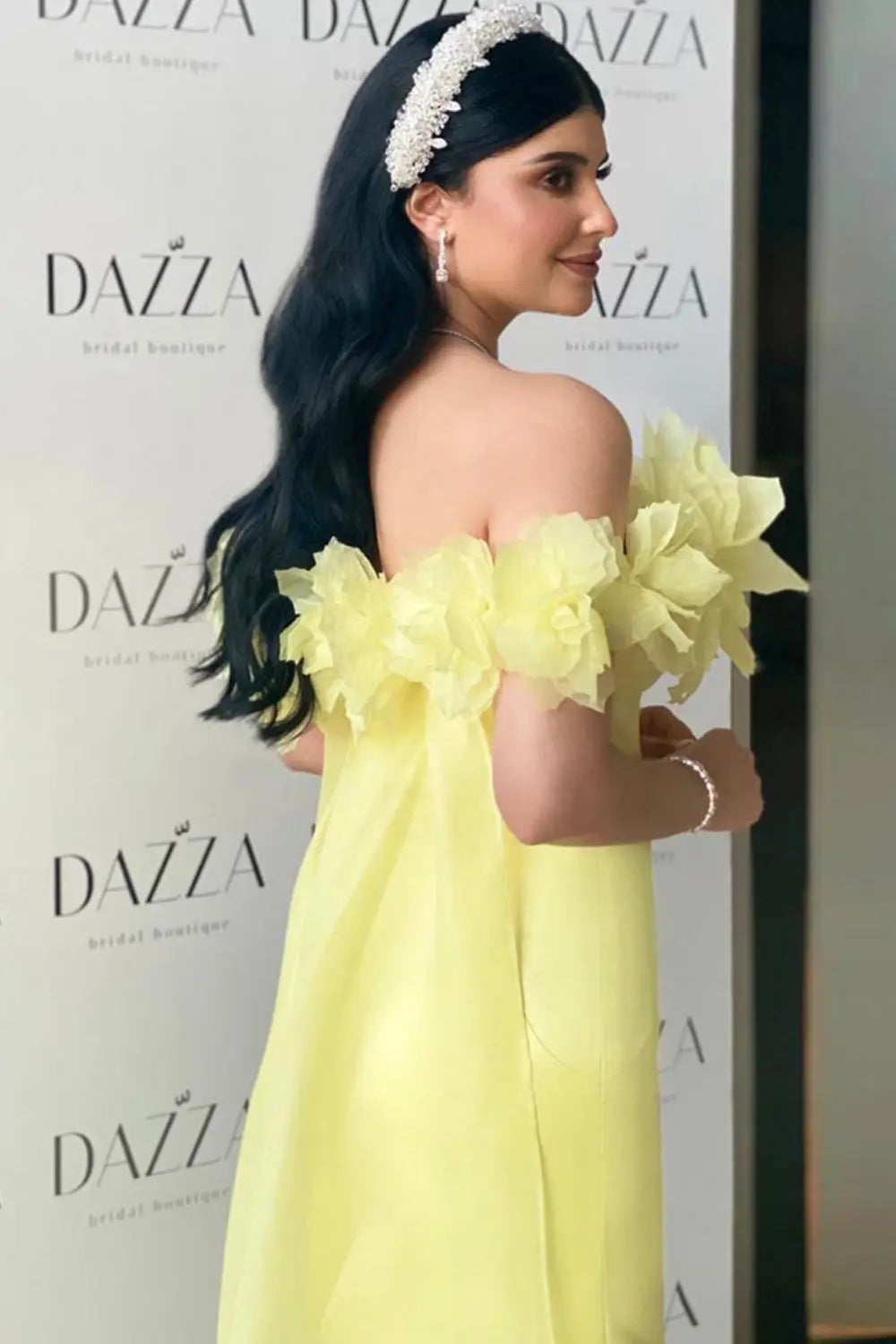Elegant 3D Flowers Light Yellow Evening Dress with Overskirt SF013 Sheer Fairy