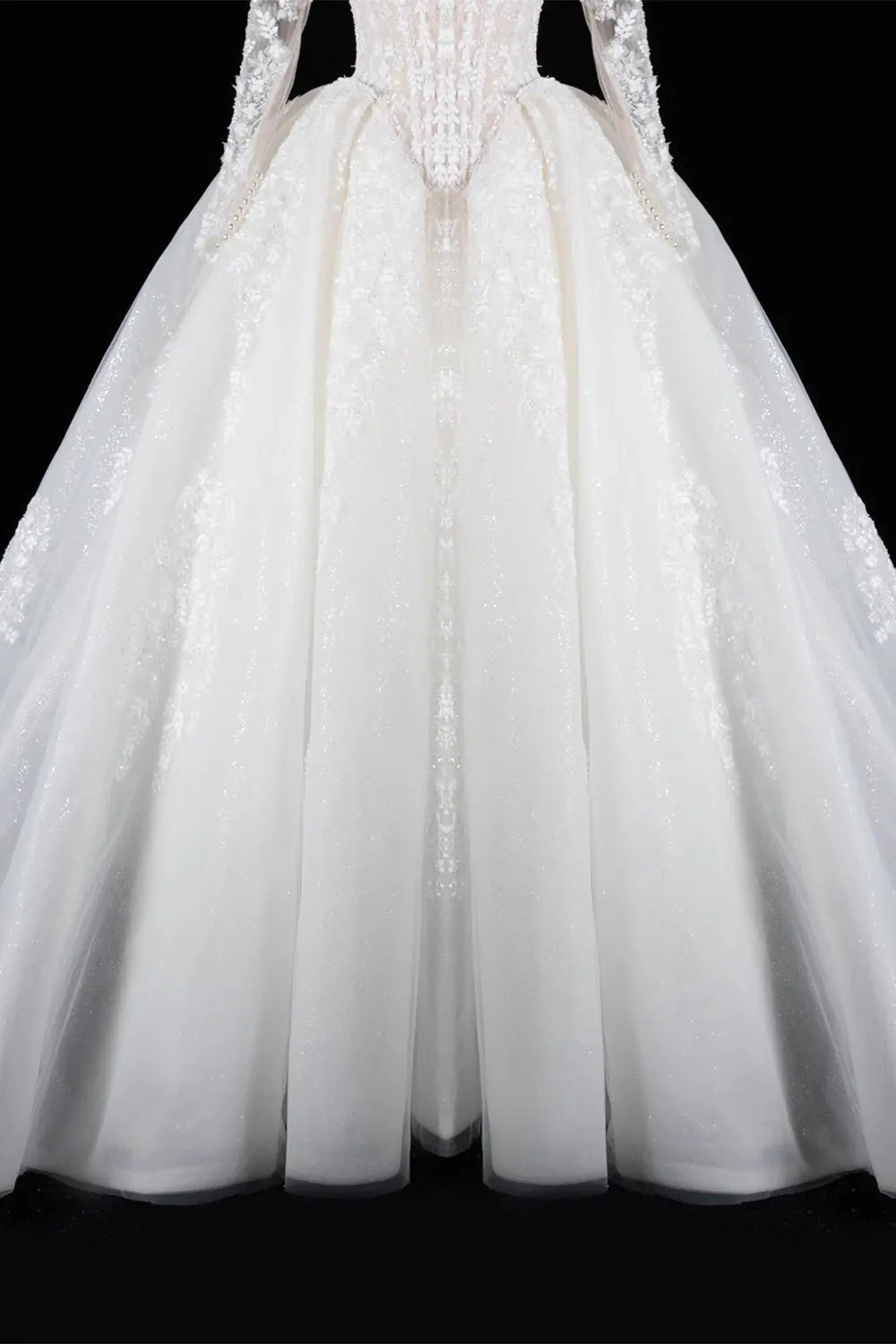 Off White Long Sleeve Lace Ball Gown Wedding Dress SW695 Sheer Fairy