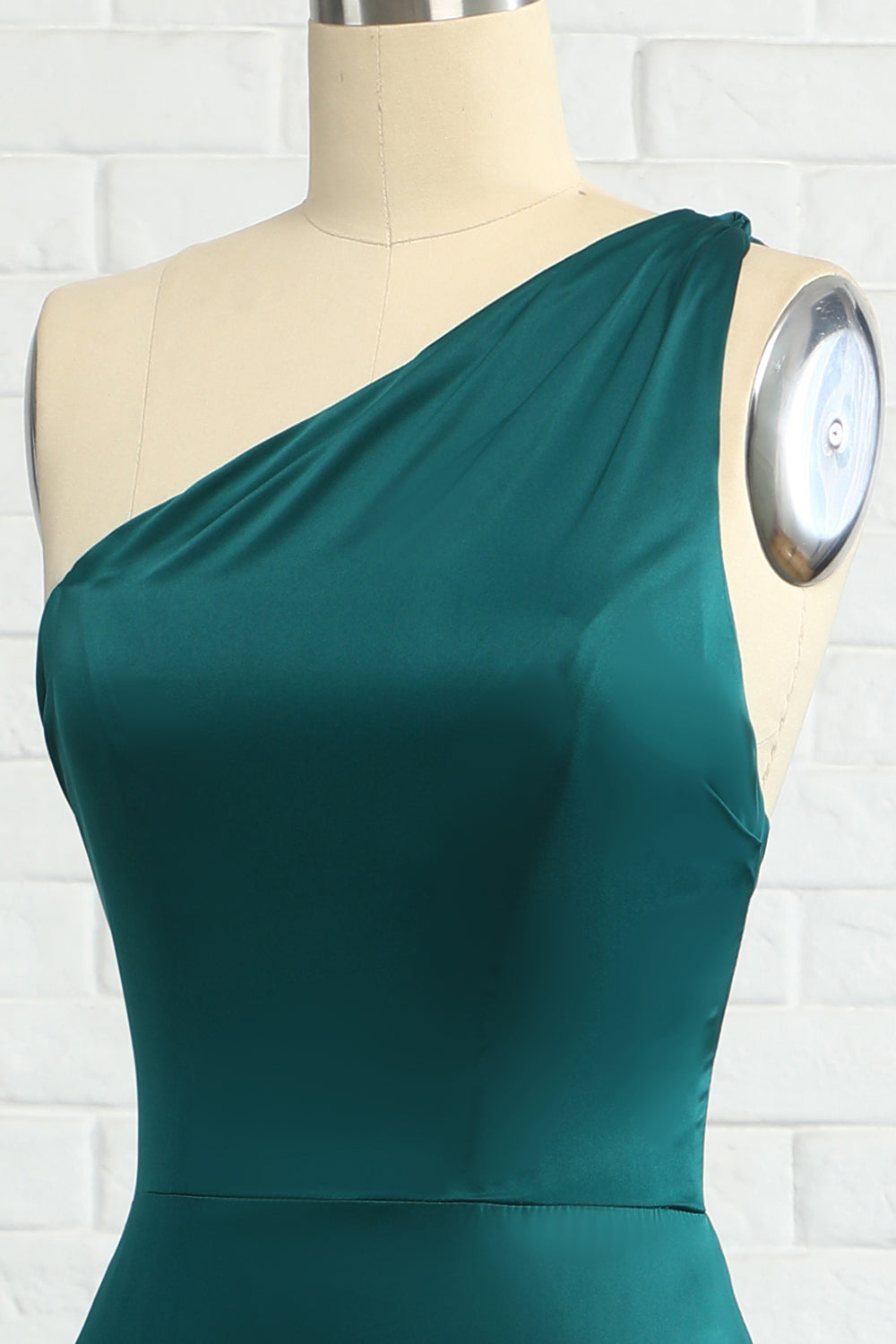 Emerald Green Satin One-Shoulder Mermaid Prom Dress SH444 Sheer Fairy