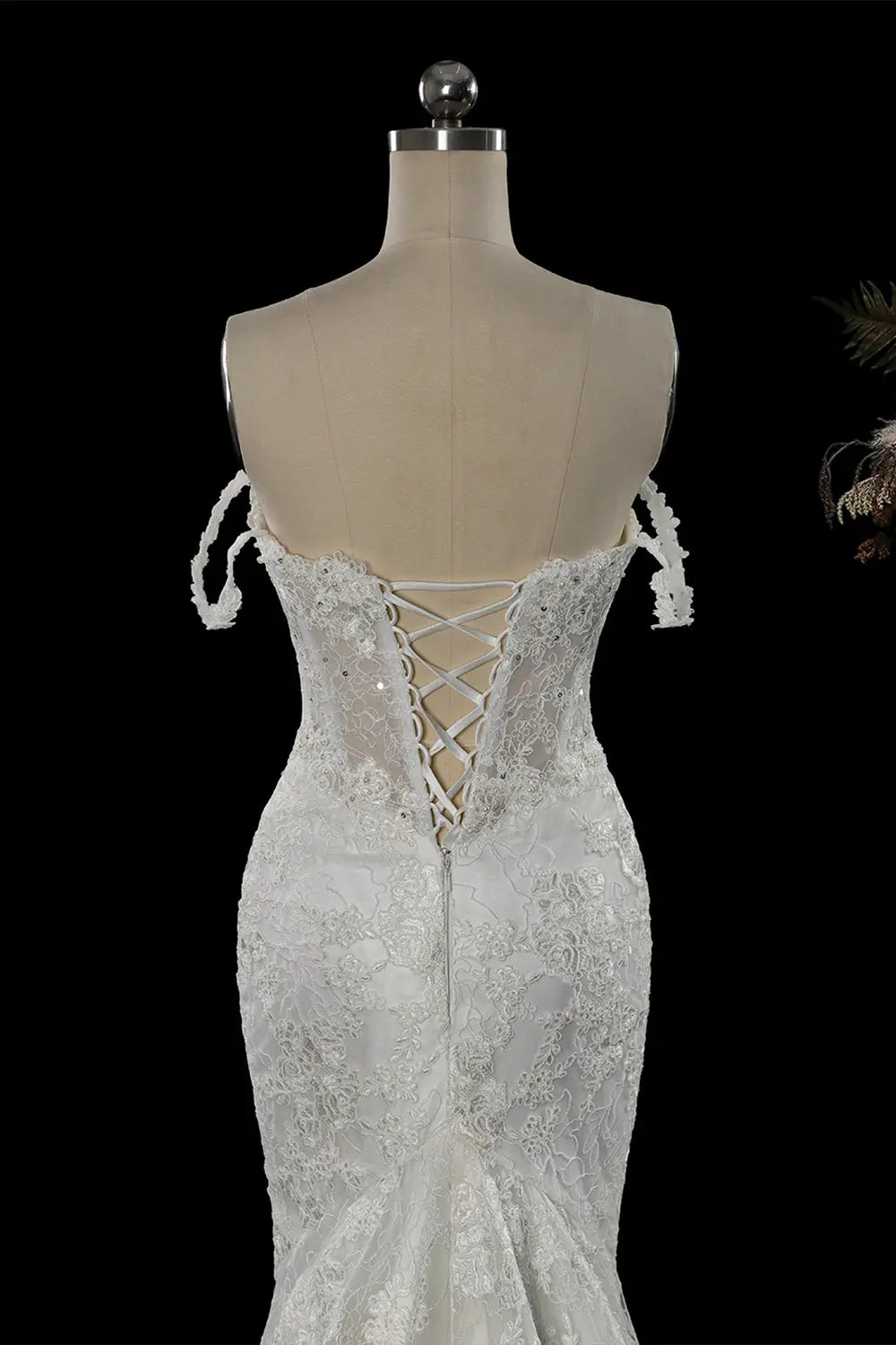 White Detachable Overskirt Mermaid Wedding Dress SW758 Sheer Fairy