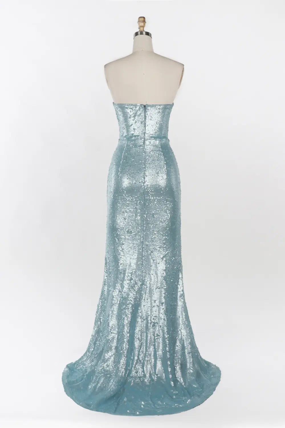 Blue Strapless Sequin Beaded Evening Dress ST096 Sheer Fairy