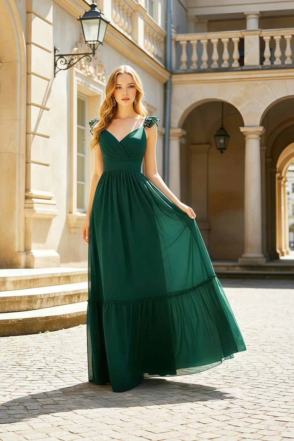 Sage Green Chiffon Spaghetti Strap A-Line Prom Dress SH492 Sheer Fairy