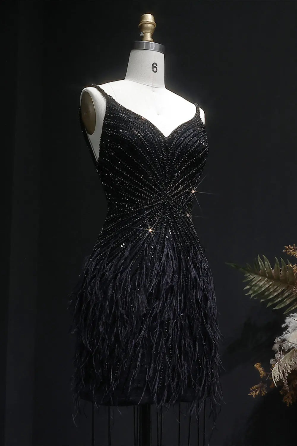 Modest Luxury Sequined Feather Sheath Homecoming Dress RM124 Sheer Fairy