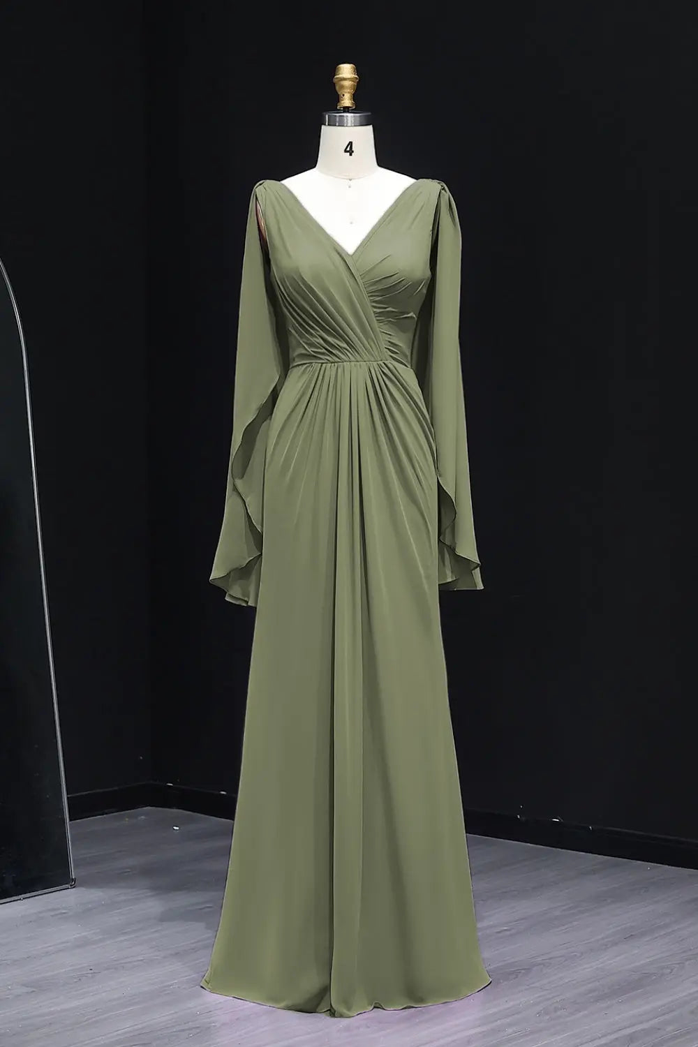 Elegant Wisteria V-Neck Chiffon A-Line Bridesmaid Dress BS007 Sheer Fairy