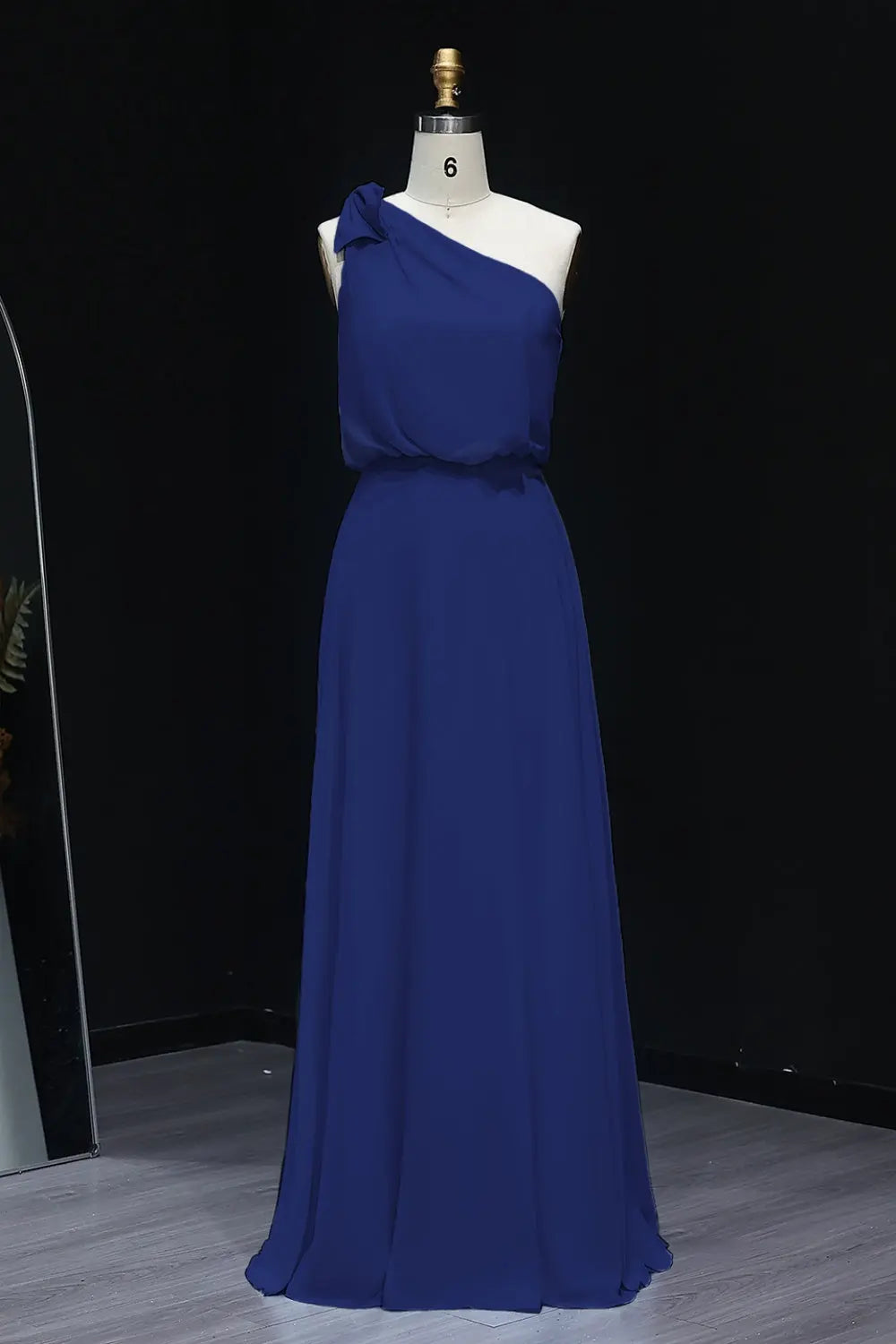 Sage Green One-Shoulder Chiffon A-Line Bow Bridesmaid Dress BS009 Sheer Fairy