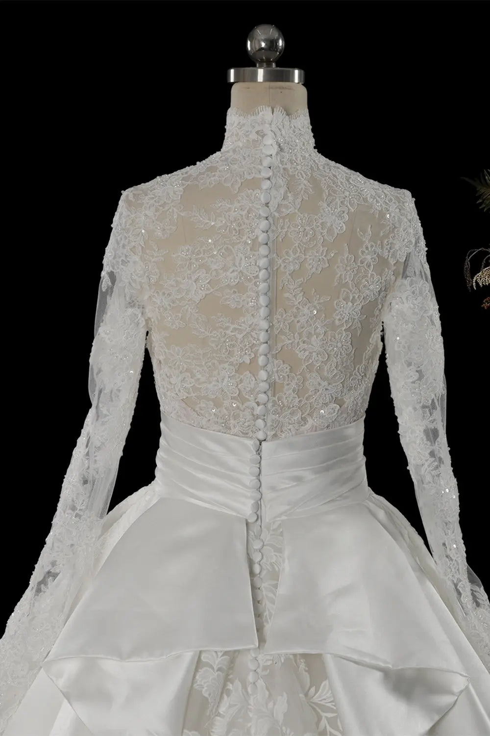 Ivory Long Sleeve High Neck Lace Wedding Dress SW759 Sheer Fairy