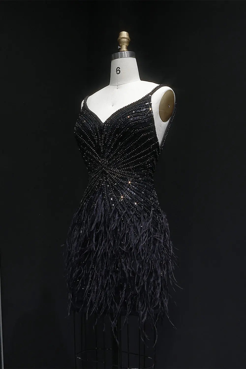 Modest Luxury Sequined Feather Sheath Homecoming Dress RM124 Sheer Fairy
