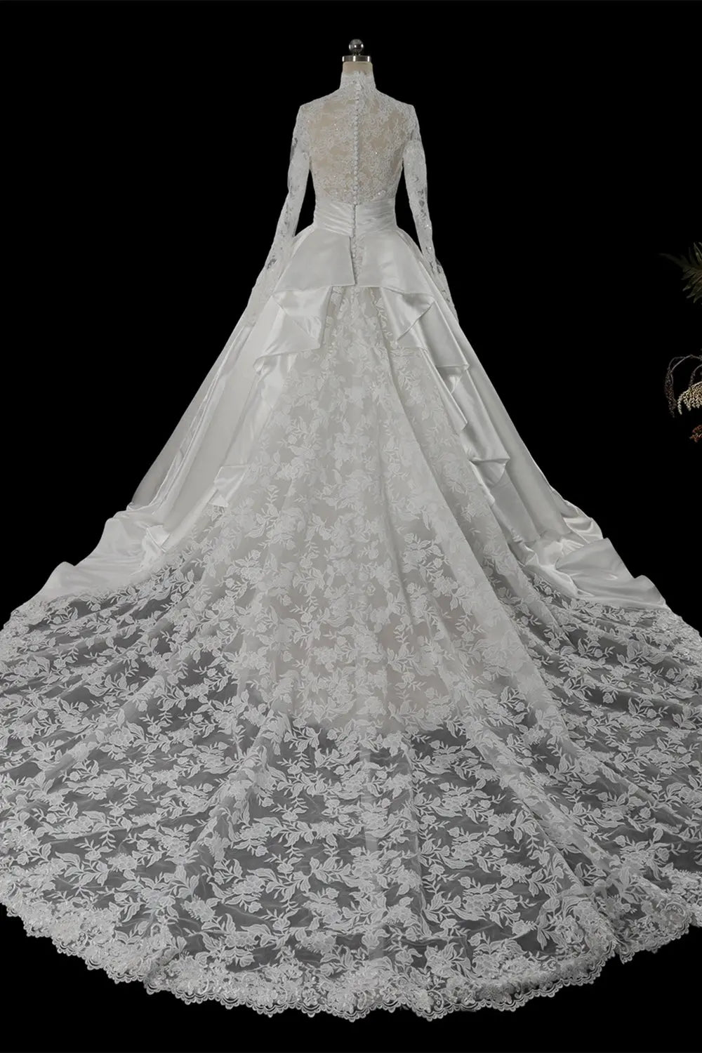 Ivory Long Sleeve High Neck Lace Wedding Dress SW759 Sheer Fairy