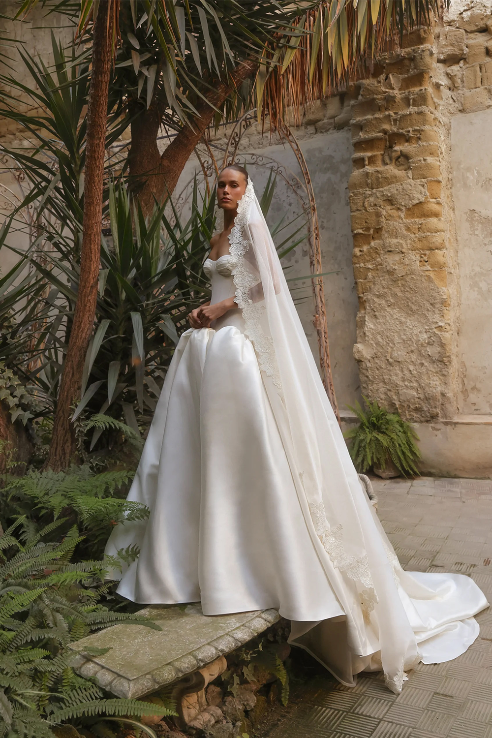 Satin Ball Gown Wedding Dress with Corset Bodice SW191 Sheer Fairy