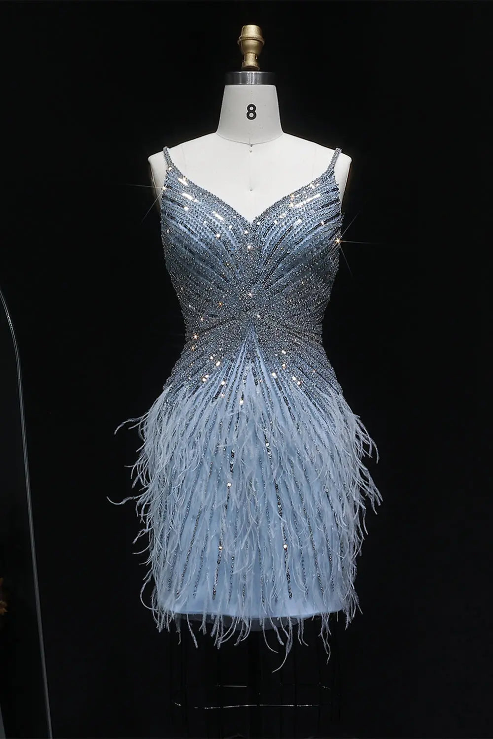 Modest Luxury Sequined Feather Sheath Homecoming Dress RM124 Sheer Fairy