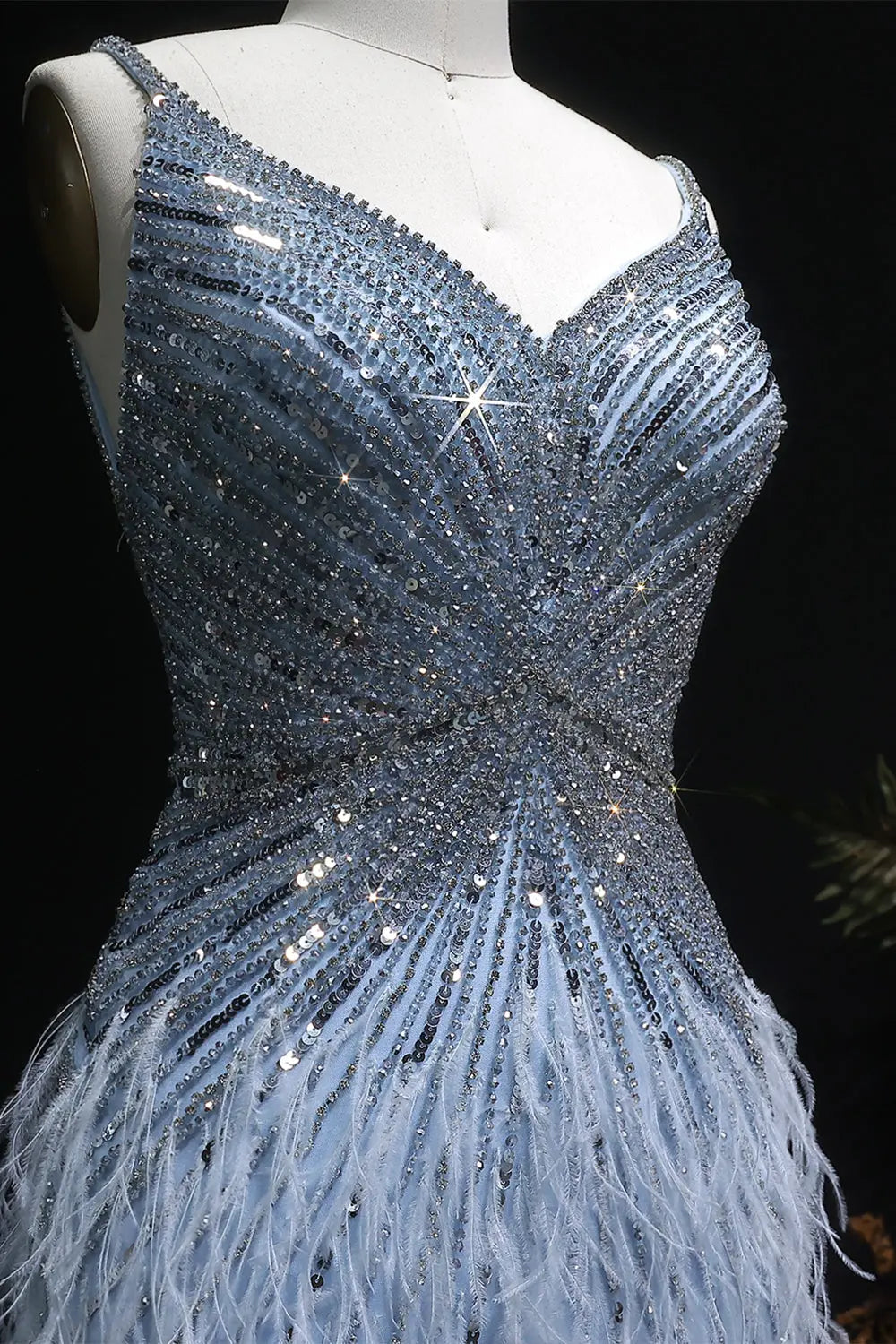 Modest Luxury Sequined Feather Sheath Homecoming Dress RM124 Sheer Fairy