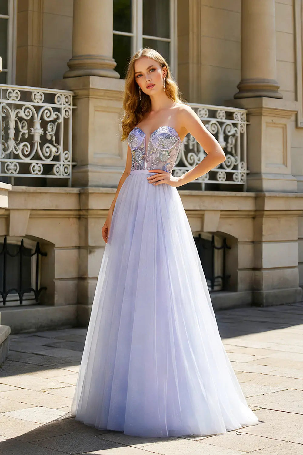 Enchanted Lilac Tulle Strapless Sweetheart Ball Gown SH483 Sheer Fairy