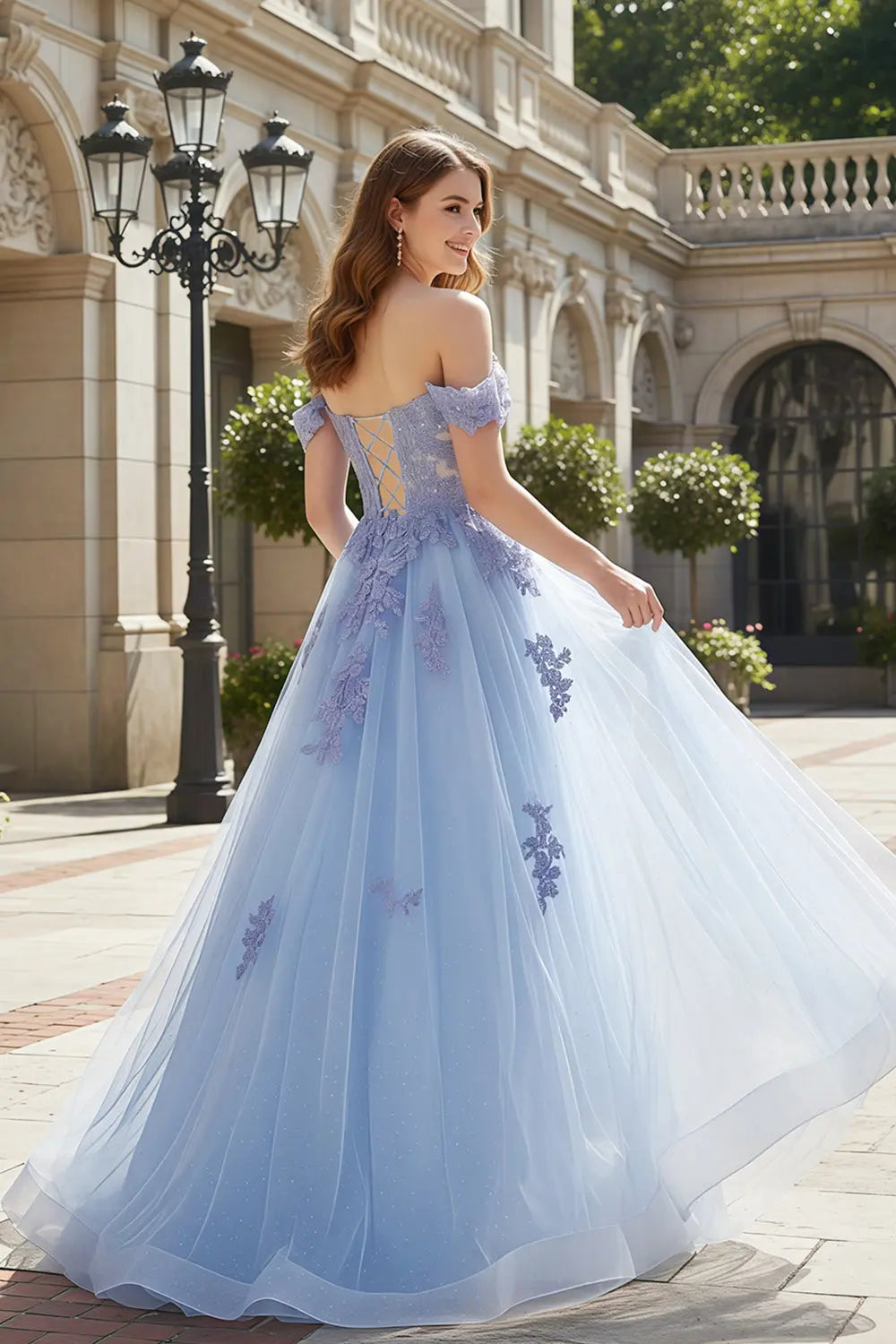 Lavender Tulle Ballgown Sleeveless Lilac Prom Dress SH222 Sheer Fairy