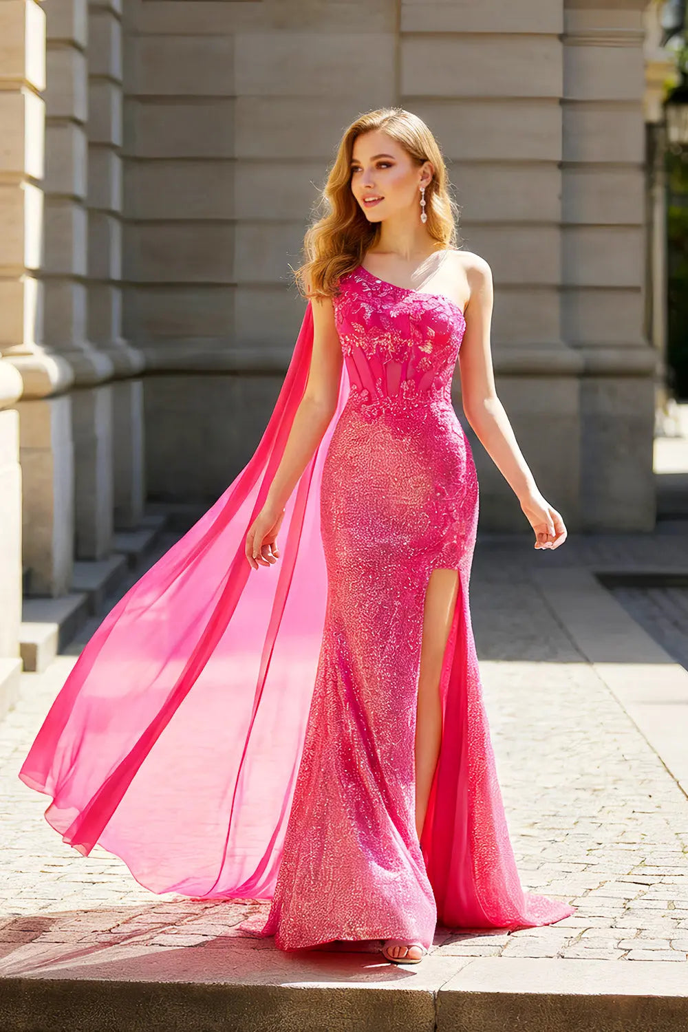 Lavender Floral Tulle A-Line High-low Tiered Lilac Prom Dress SH479 Sheer Fairy