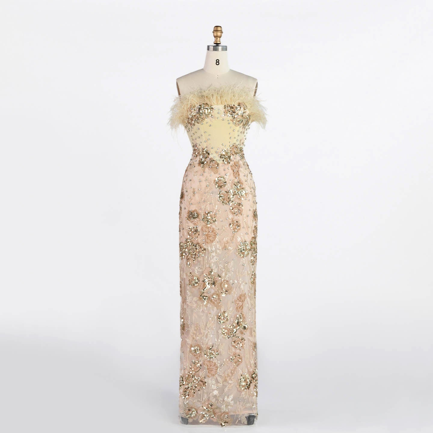 Strapless 3D Floral Satin Mermaid Gown Floor Length Formal Evening Dress ST007（副本） Sheer Fairy