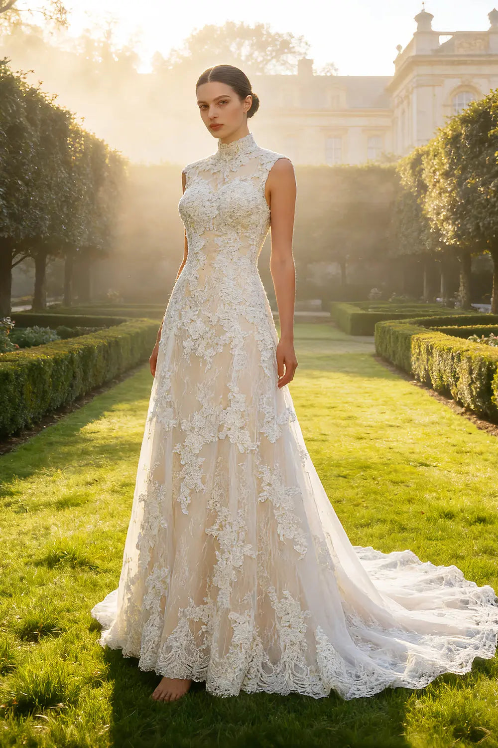 Elegant 3D Floral Strapless A-Line Wedding Dress SW659 Sheer Fairy