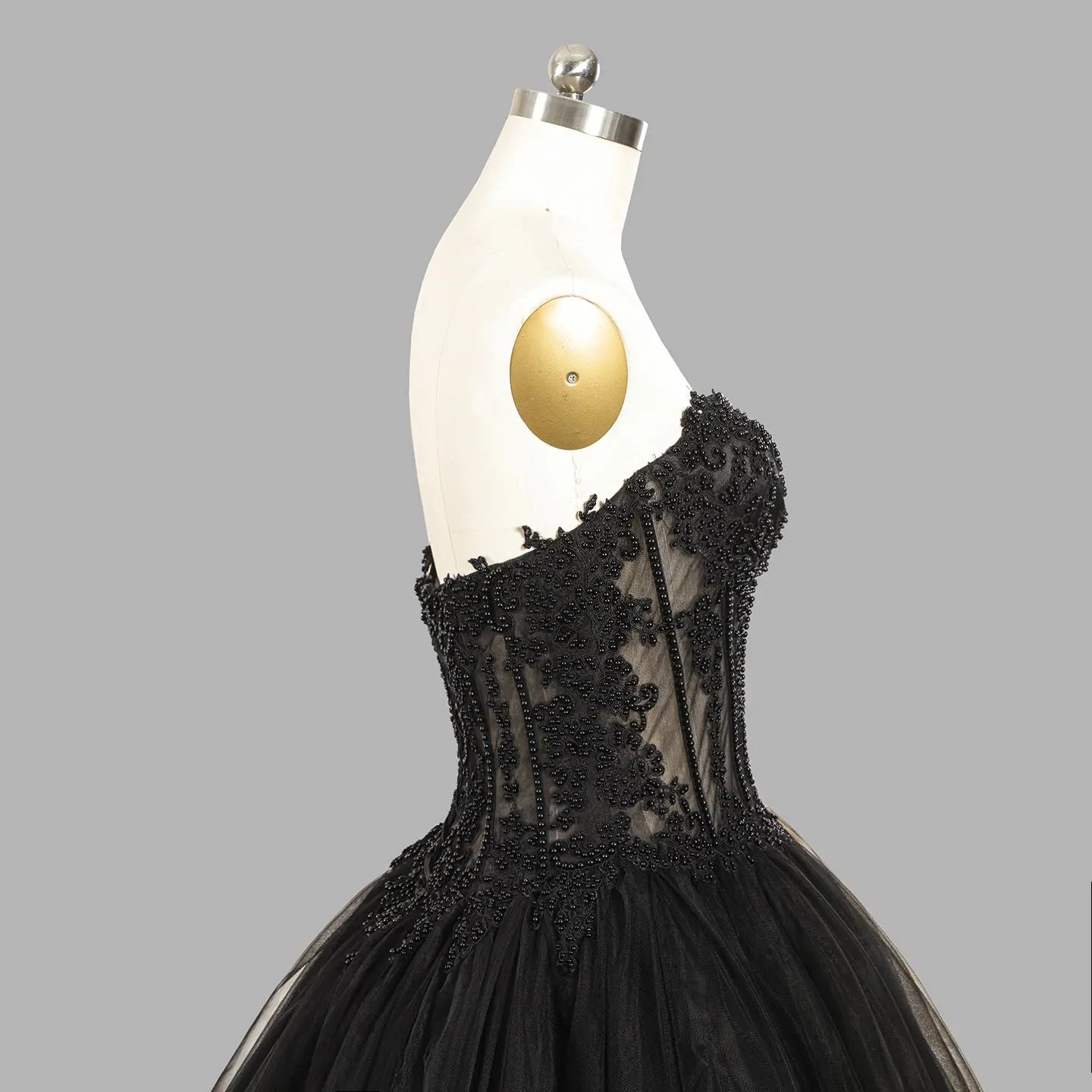 Black Lace Ballgown Corset Closure Wedding Dress SW567 Sheer Fairy