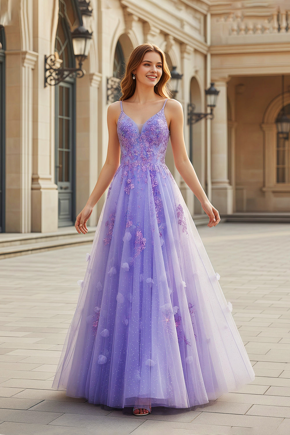Lavender Lilac Tulle Ballgown 3D Skirt Prom Dress SH160 Sheer Fairy